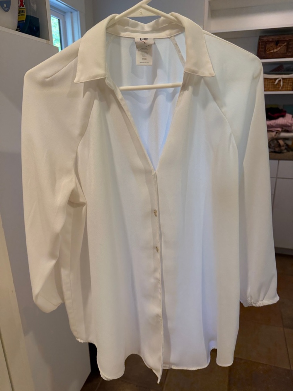CAbi Cream Collared Button-Down Blouse